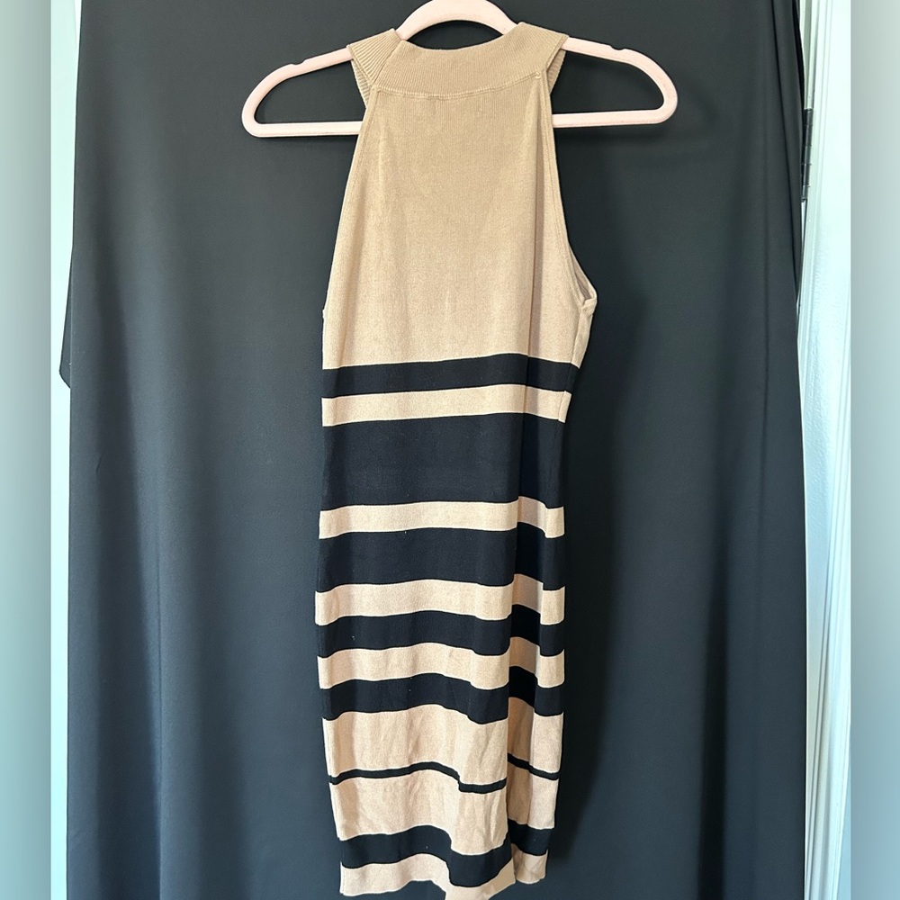 Striped Black and Tan Dress that can worn day or night with heels!